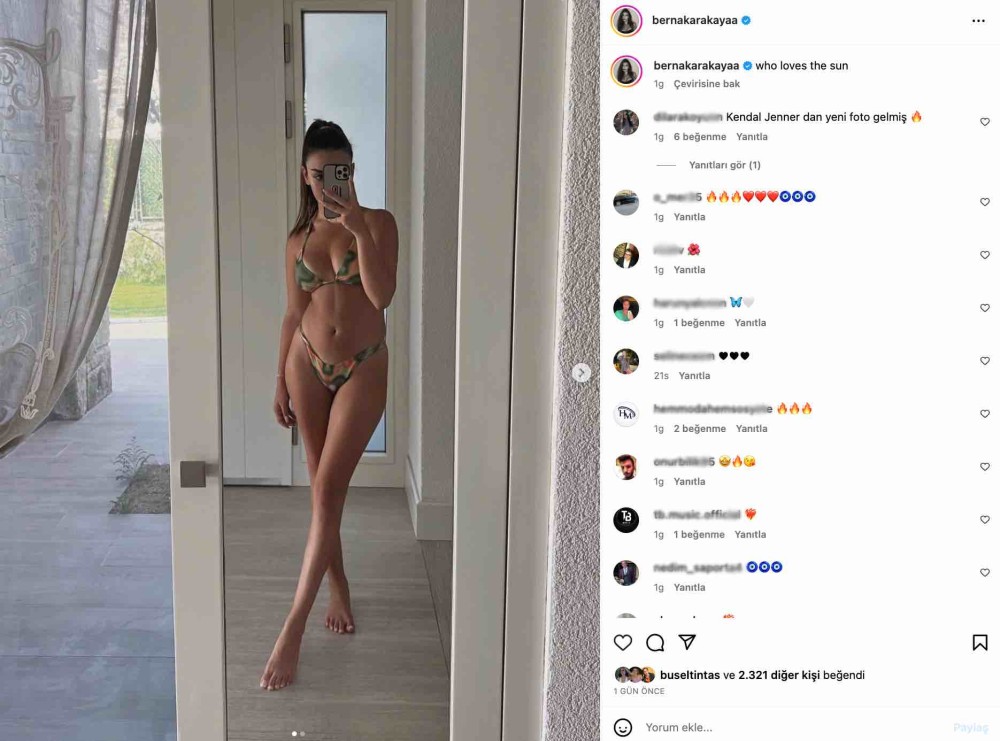 berna karakaya nin bikinili paylasimi begeni topladi kendal jenner dan yeni paylasim gelmis